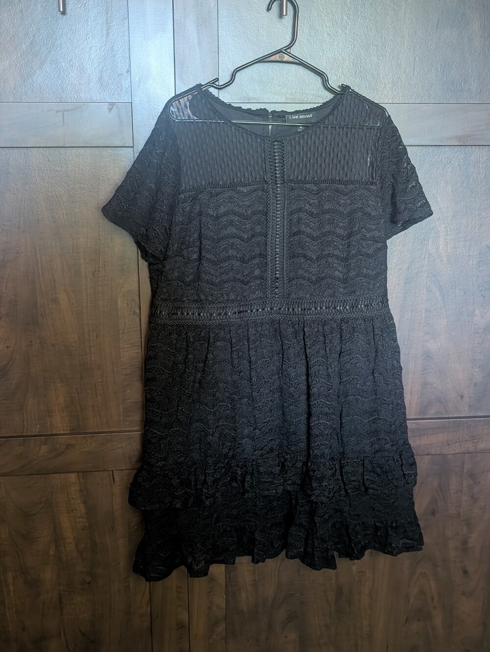 Lane Bryant Black Lace Tiered Mini Dress - Short Sleeve